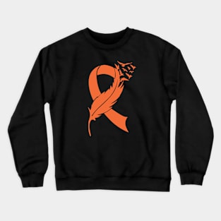 Feather Orange Ribbon, Leukemia Kidney Cancer Crewneck Sweatshirt